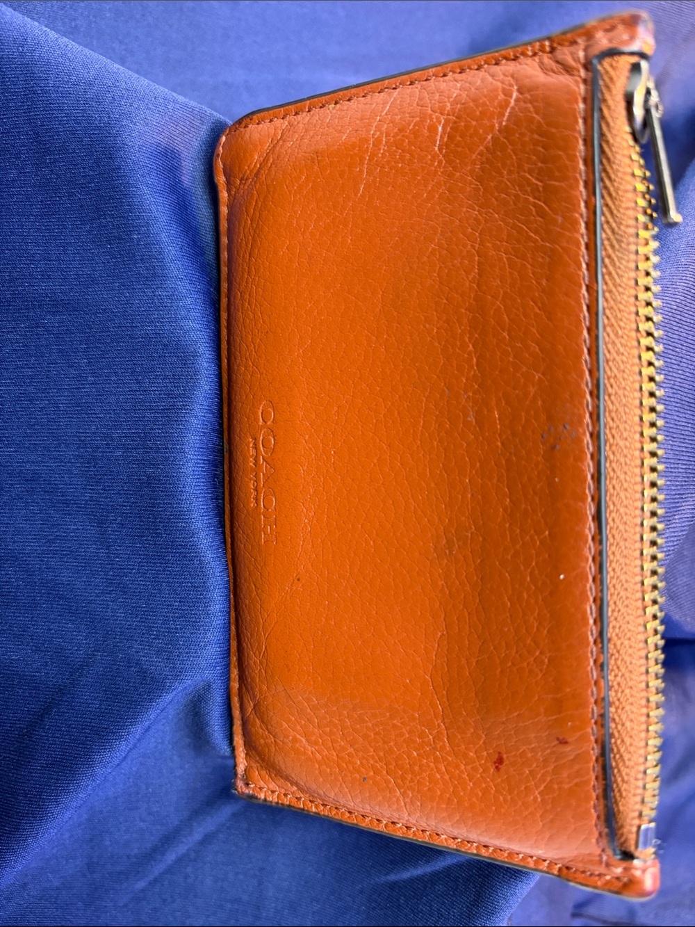 Coach Orange Leather Zip Card Case Wallet